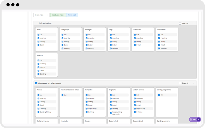 Visualization of user rights